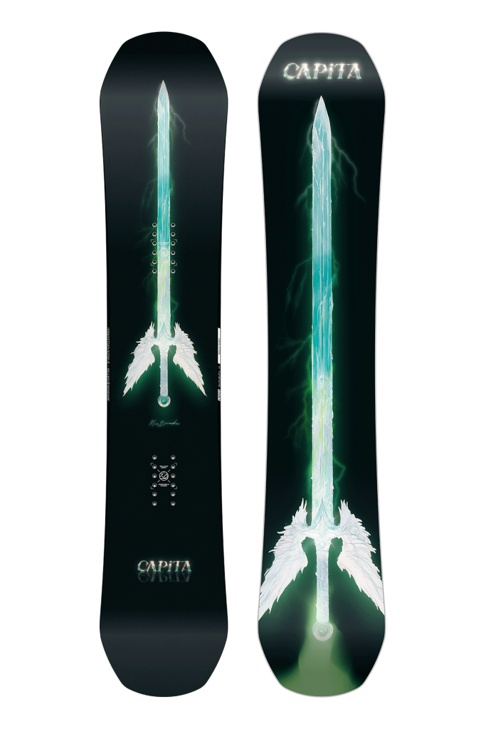 CAPiTA MIA BROOKES PRO Snowboard mit Schwertgrafik, Ober- und Unterseite